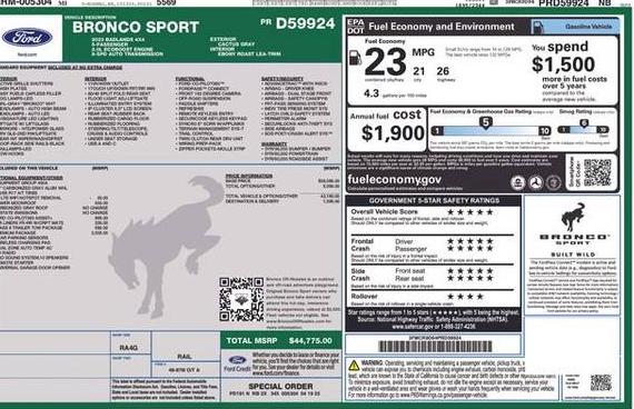 FORD BRONCO SPORT 2023 3FMCR9D94PRD59924 image